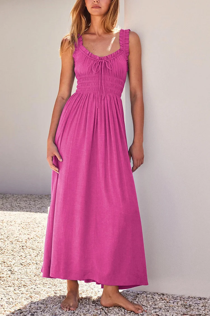 Midi-Kleid mit V-Ausschnitt und Schleife