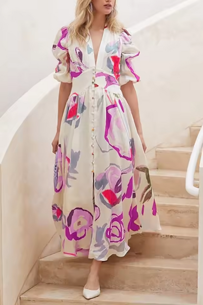 Isla | Bedrucktes langes Strandkleid für Frauen