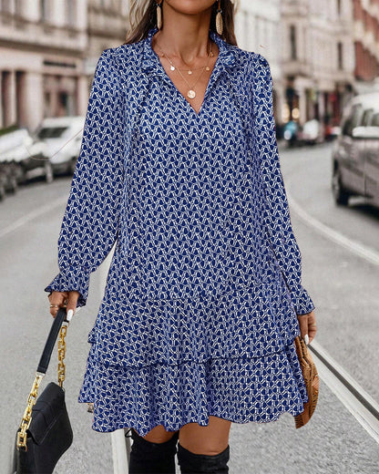 Langärmeliges Kleid mit Camouflage-Druck