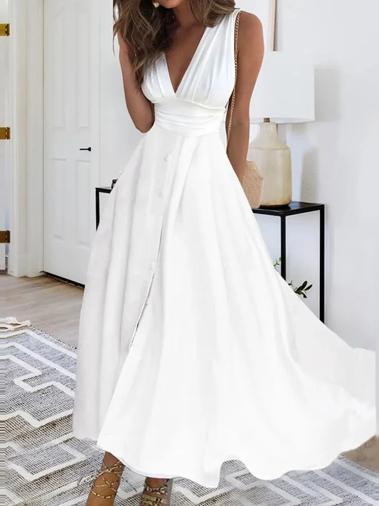 Meldy - Elegantes langes Bankettkleid mit kreuzförmigem V-Ausschnitt