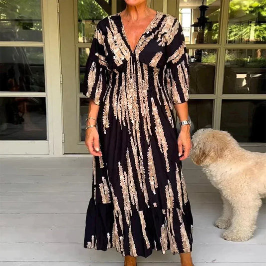 Salvina - 3/4-ärmeliges Midikleid mit Druck