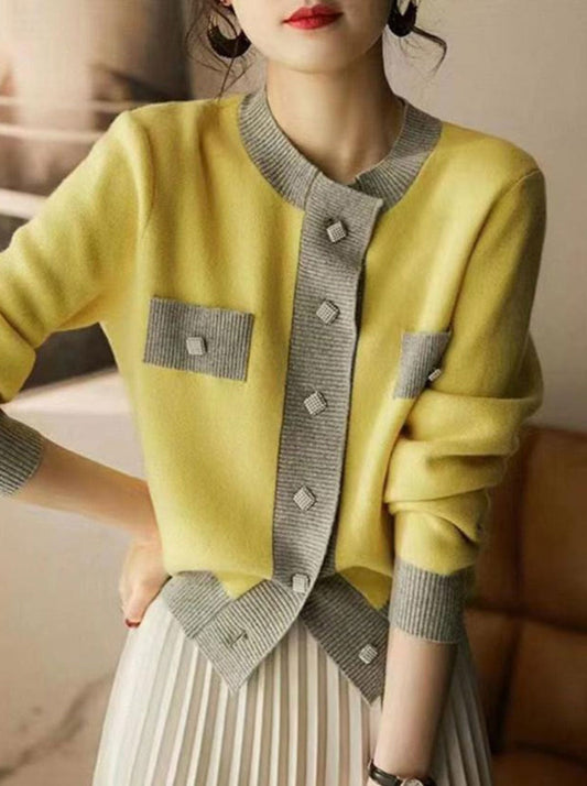 Verline | Retro-Strickjacke für Damen aus Patchwork-Strick, schick und bequem