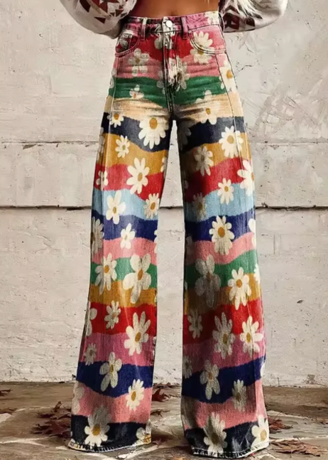 Weite Hose mit buntem Aufdruck