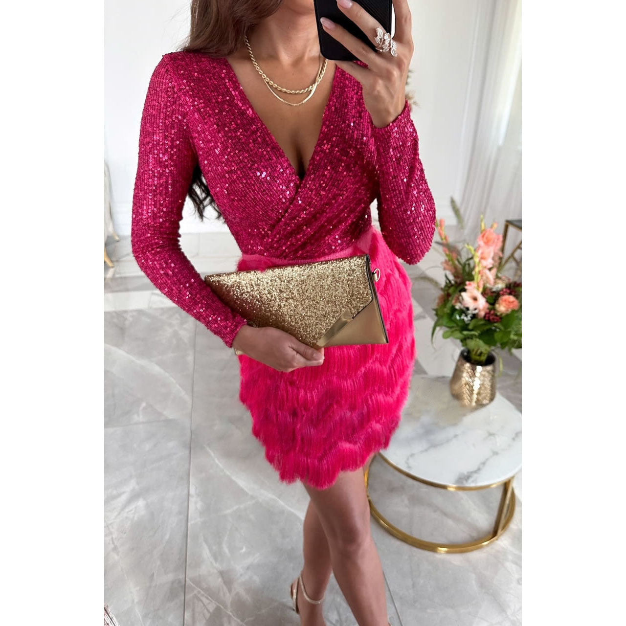 Felyndra™ | Kleid mit Patchwork und Fransen