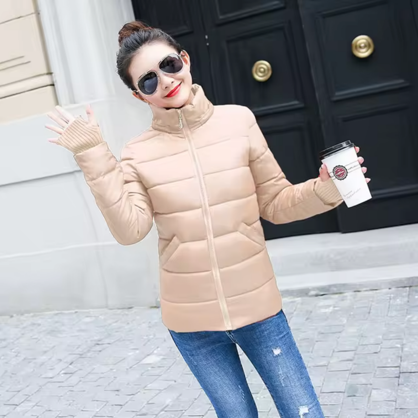 Kapuzenjacke mit Fellfutter