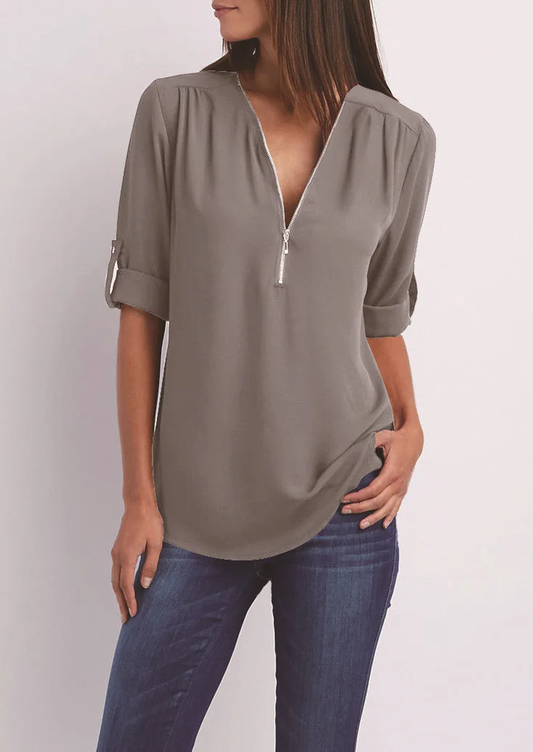 Leona | Elegante Bluse mit V-Ausschnitt für Frauen