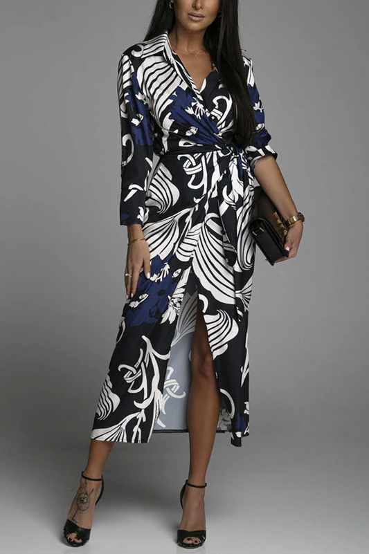 Jean - Bedrucktes Hemd-Midikleid