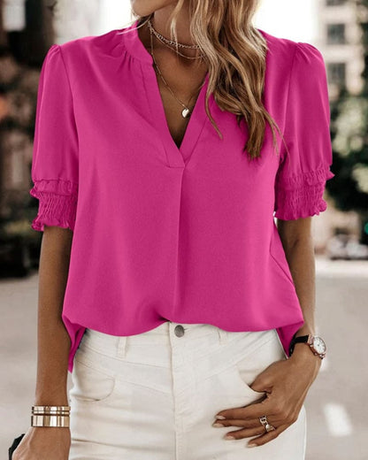 Elara | Chic V-Ausschnitt Bluse für Frauen