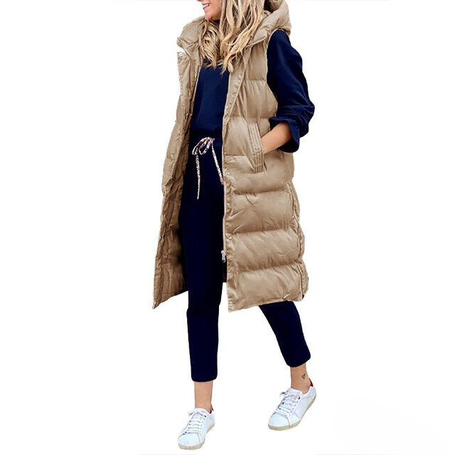 Brandy - Langer ärmelloser Wintermantel für Damen