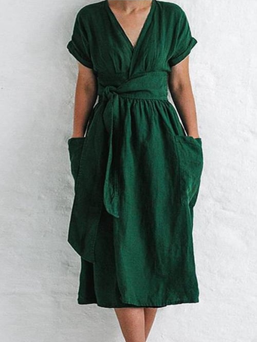 Damen einfarbige Freizeitkleid ohne Träger einfarbig