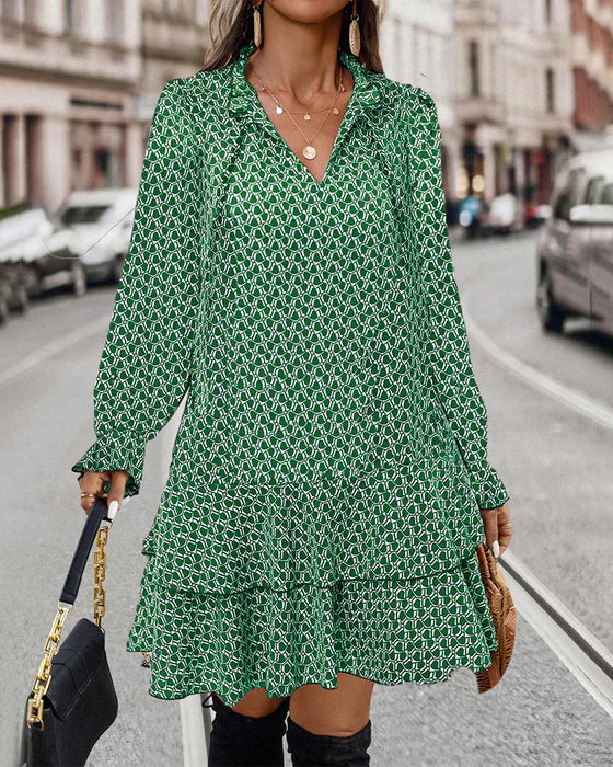 Langärmeliges Kleid mit Camouflage-Druck