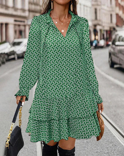 Langärmeliges Kleid mit Camouflage-Druck