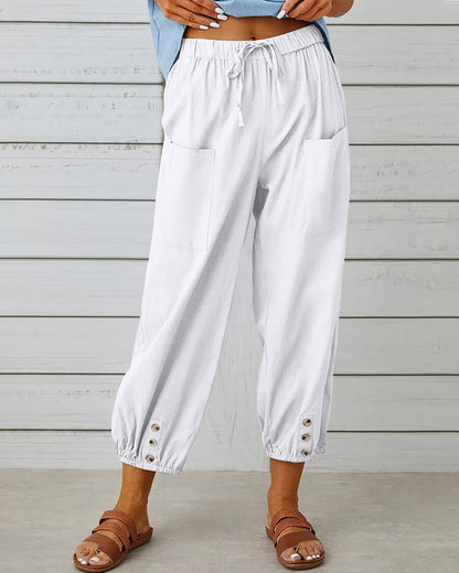 Camille - Bequeme Cargohose mit Kordelzug und Knöpfen