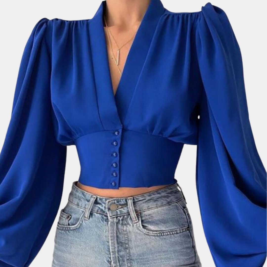 Alondra - Bluse mit modischen Puffärmeln und V-Ausschnitt
