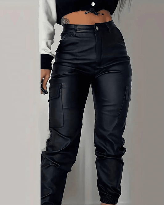 Strapazierfähige schwarze Cargohose für Frauen