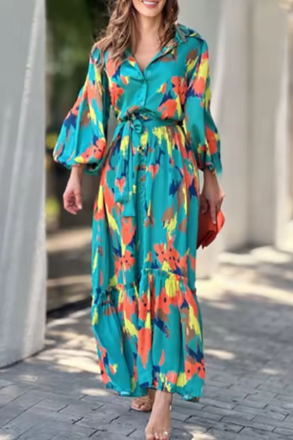 Celeste | Bedrucktes langes Kleid für Frauen