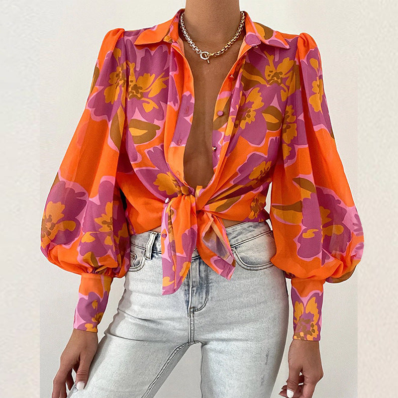 Luna Bloom Bluse mit Krawatte vorne