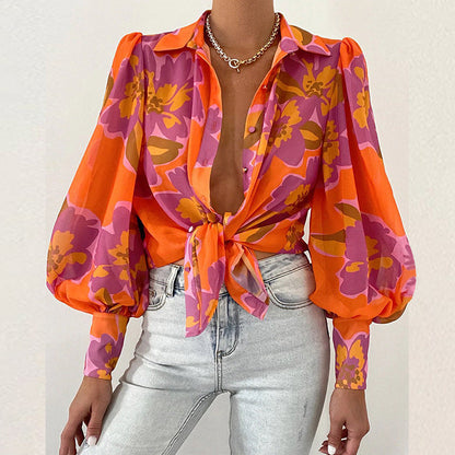 Luna Bloom Bluse mit Krawatte vorne