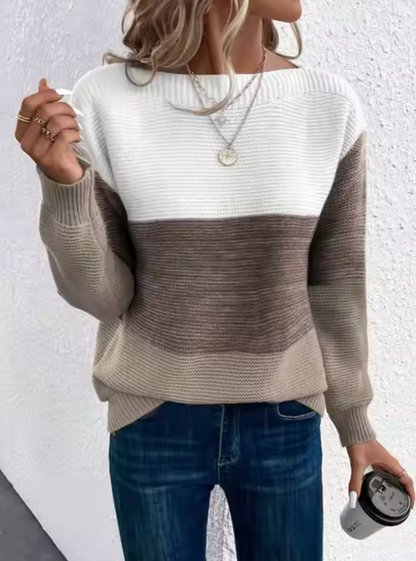 Emilia - Dreifarbiger Strickpullover für Frauen