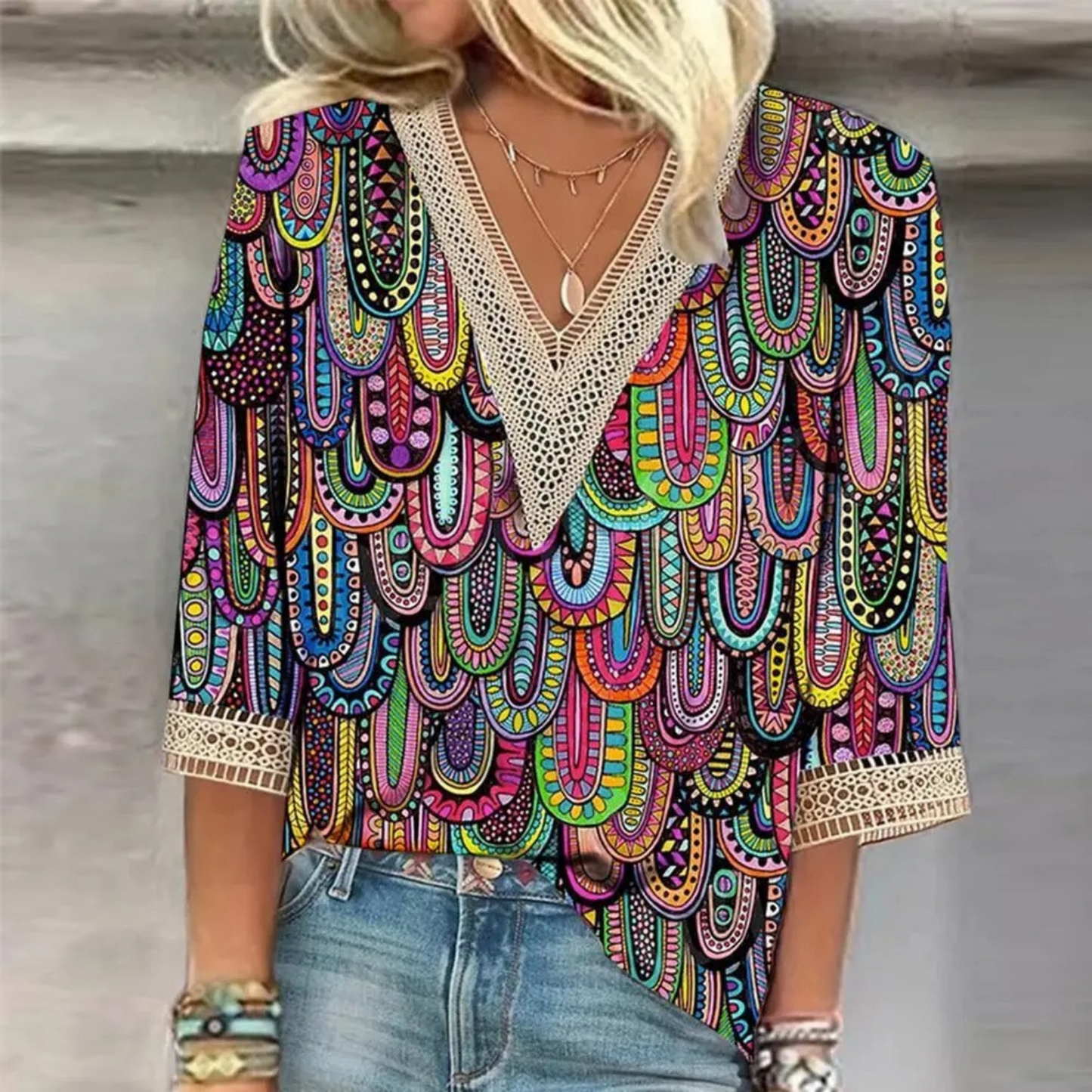 MonLu - Bluse mit V-Ausschnitt