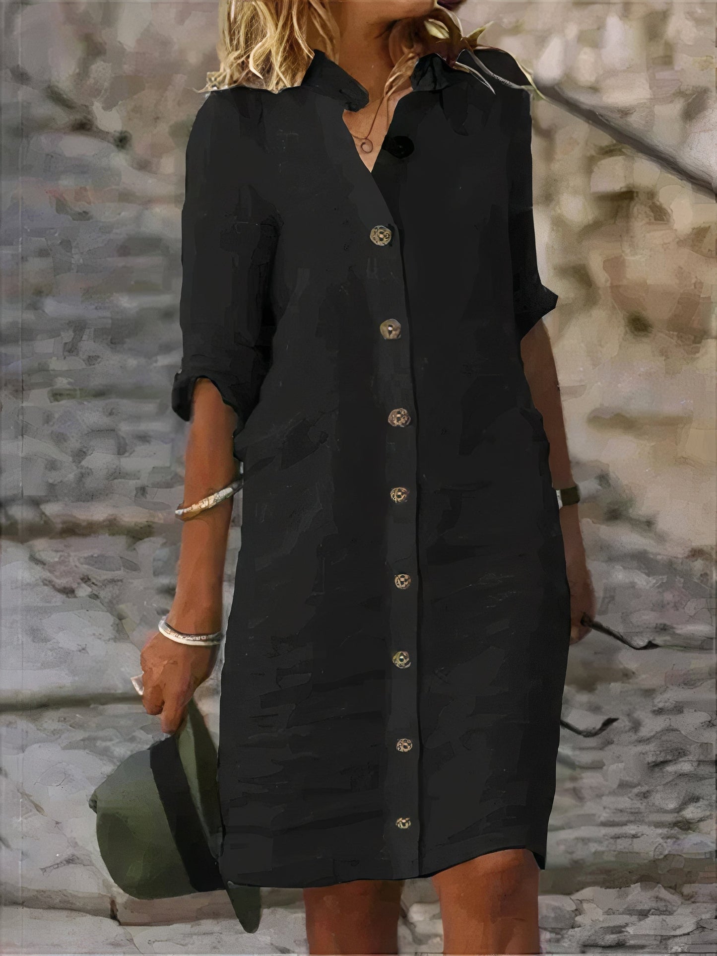 Lässiges Sommerkleid aus Leinen in Midi-Länge