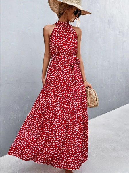Bestseller-Overallkleid mit Trägern und halbhohem Ausschnitt mit wellenförmigem Punktprint