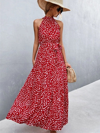 Bestseller-Overallkleid mit Trägern und halbhohem Ausschnitt mit wellenförmigem Punktprint