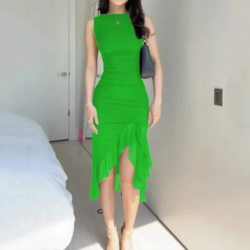 Ruth - Elegantes Partykleid mit Falten und ohne Rücken
