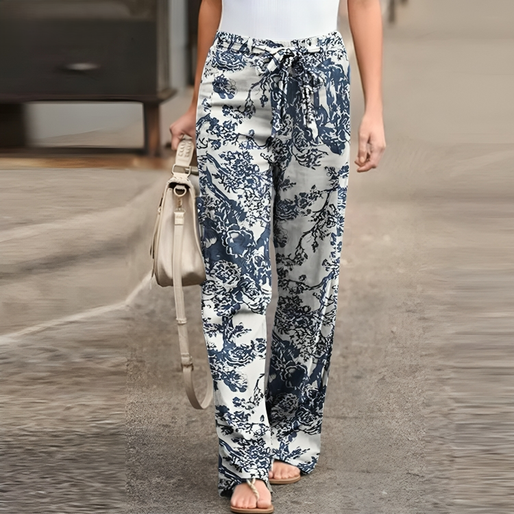 Floriane - Leinenhose mit Blumenmuster