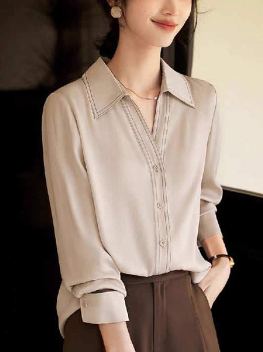 Fauna Bluse | Langärmelige Bluse mit V-Ausschnitt