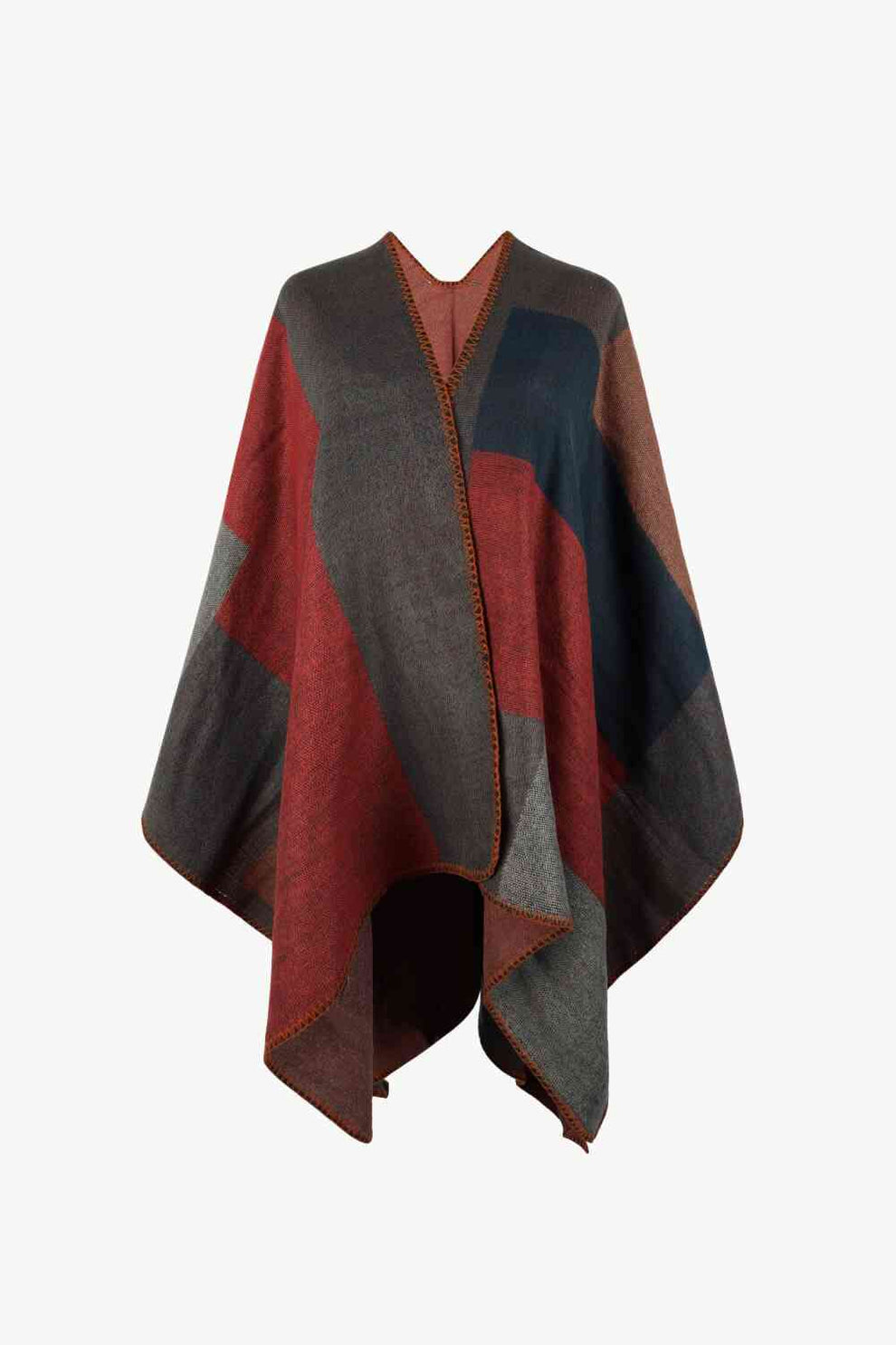 Leuchtender Poncho mit offener Vorderseite und mehrfarbigen Einsätzen