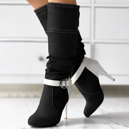 Hohe Patchwork-Stiefel für Frauen - Luzey