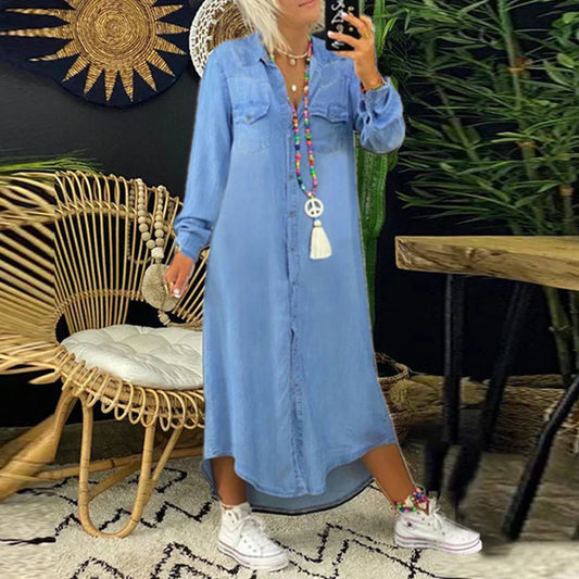 Jeansrock mit langen Ärmeln für einen lässigen Alltagslook