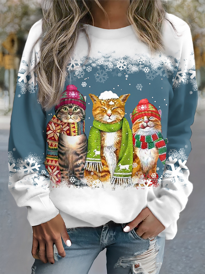 Whiskers™ | Warmes Wintertop mit Schneekatzenprint