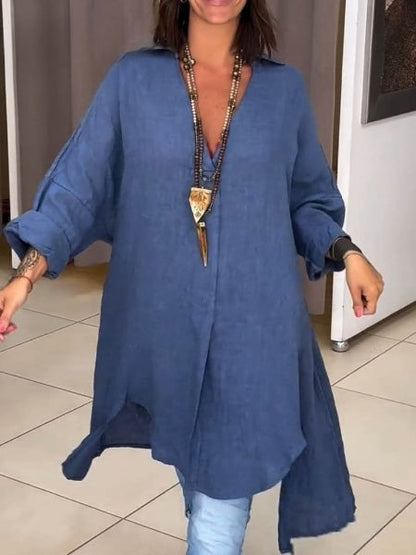 Damenhemdkleid aus Baumwollleinen für die Freizeit