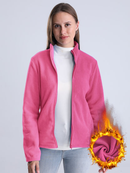 Nina | Schlichte, mit Plüsch gefütterte Jacke mit Reißverschluss und Taschen