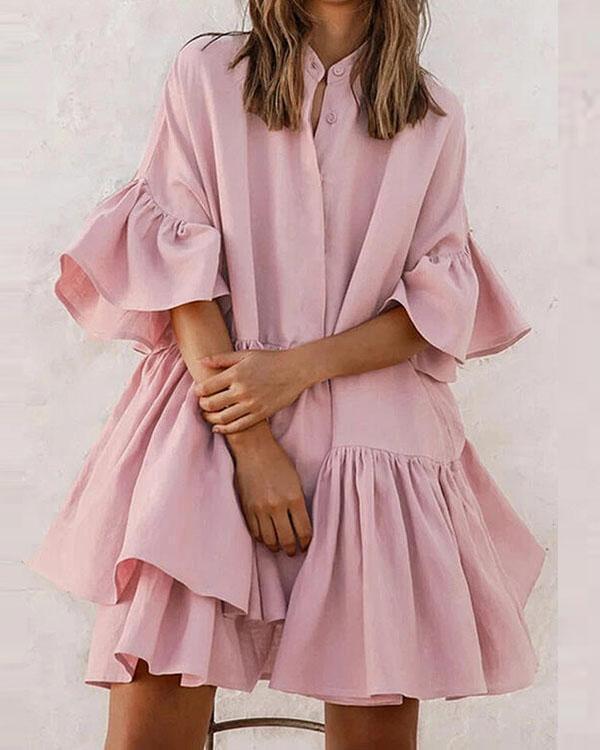 Deina - Unifarbenes Damen-Minikleid für den Alltag