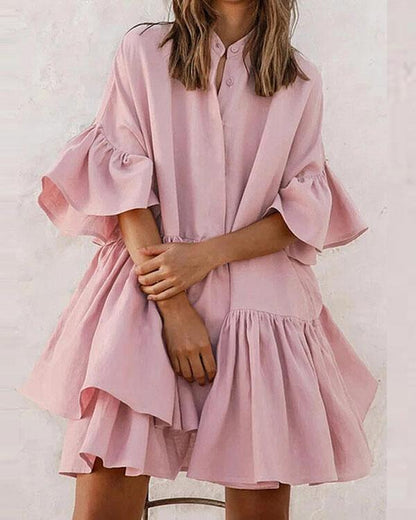 Deina - Unifarbenes Damen-Minikleid für den Alltag