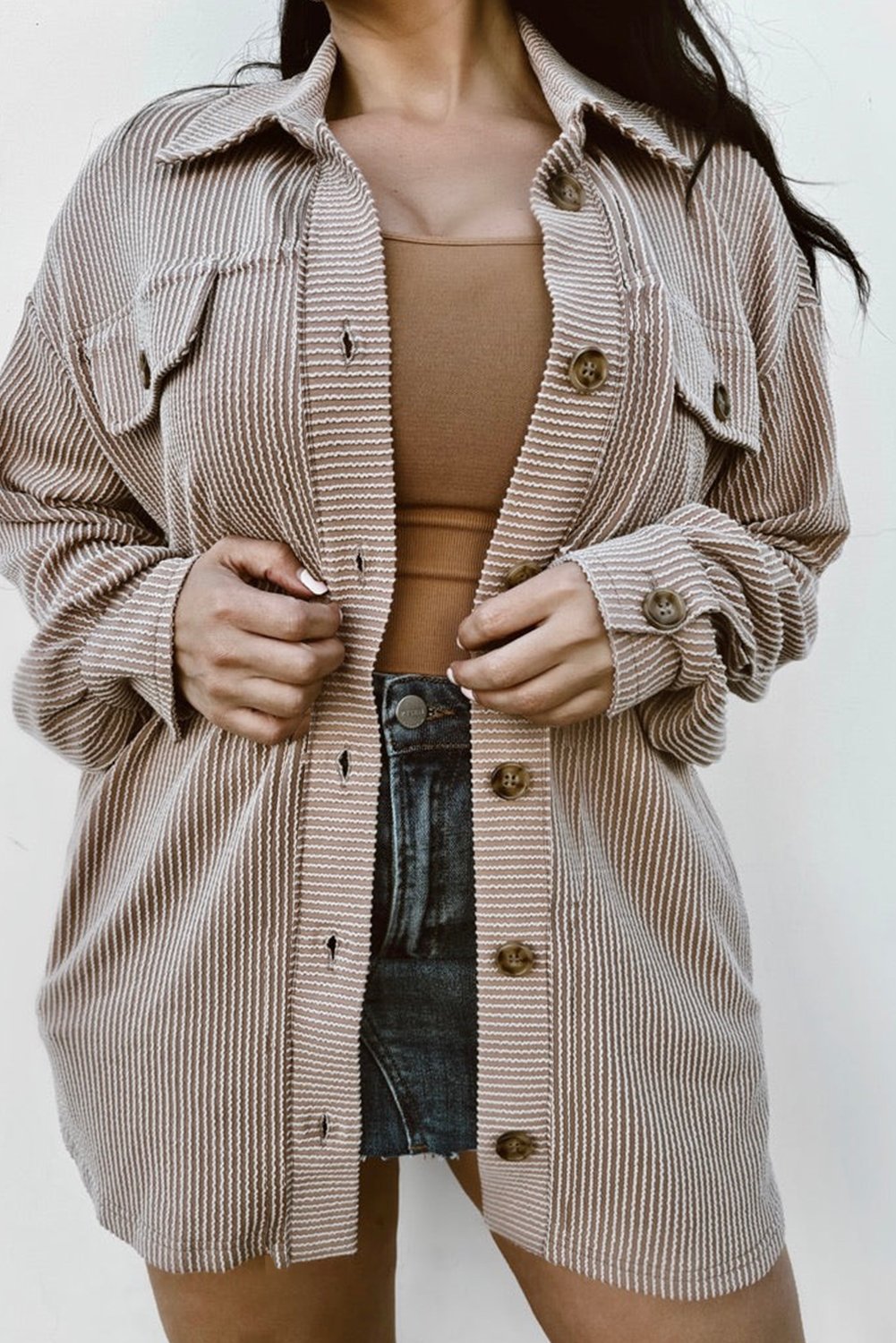 Oversize-Jacke in Kohlegrau mit hängenden Schultern und Kordeln