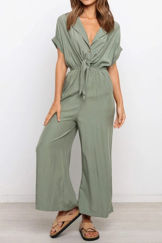 Jumpsuit mit V-Ausschnitt und loser Passform