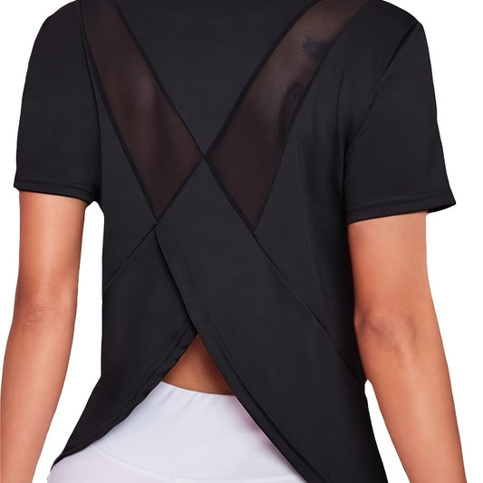 Sara | Schnelltrocknendes Damen-Kurzarm-Sportshirt mit atmungsactiveem Netzkontrast