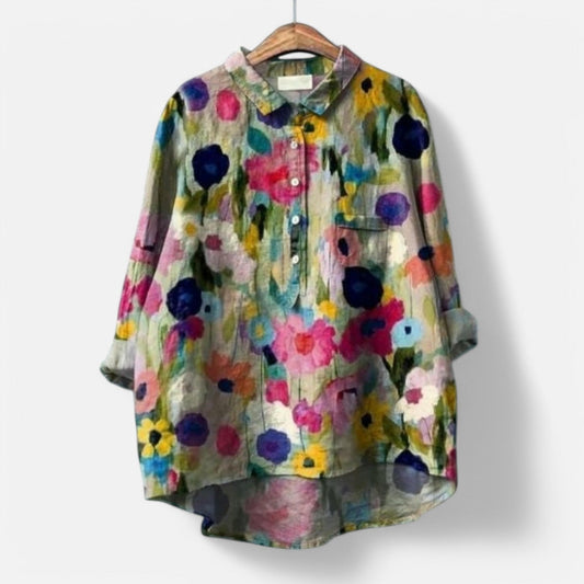 Veyu™ | Elegante Blumenbluse mit einem Hauch von Anmut