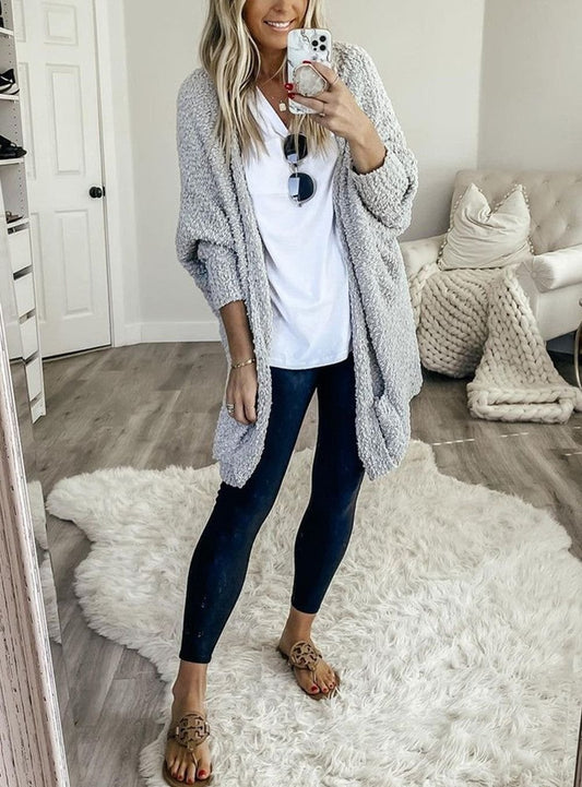 Bequeme Strickjacke mit Puffärmeln für lässige Tage