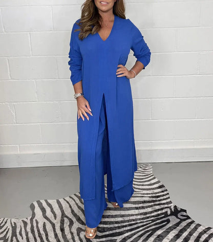 ELISSE | Casual 2-teiliges Set: langes Oberteil, passende Hose