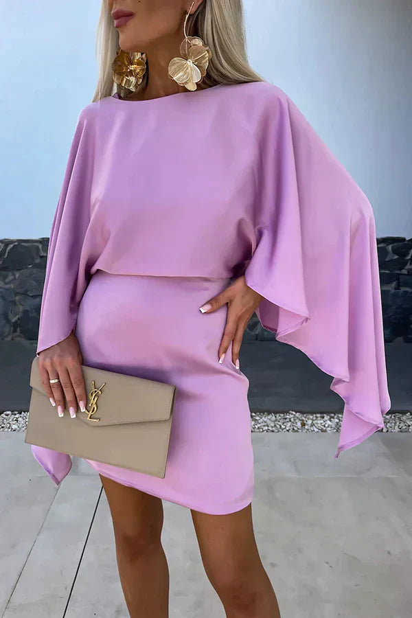 Sahara - Hübsches Minikleid mit Schmetterlingsärmeln aus Satin