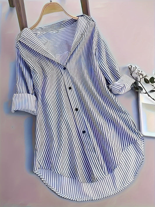 Bernardina Bluse | Lang gestreifte bedruckte Bluse