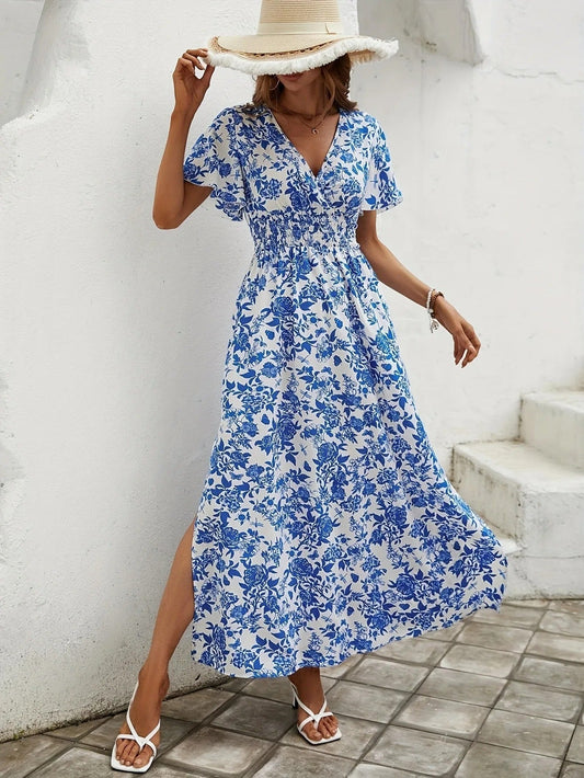 Elegantes Maxikleid mit floralem Muster