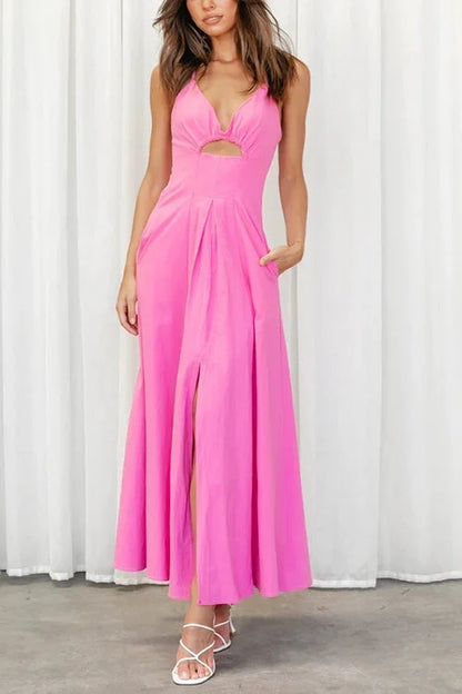 Kallie - Maxikleid mit V-Ausschnitt und offenem Rücken