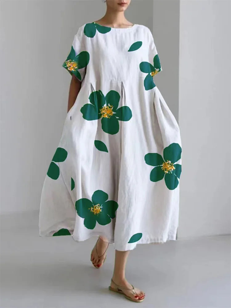 Julie -Casual locker floral Rundhalsausschnitt Kleid für Frauen im Frühjahr und Sommer