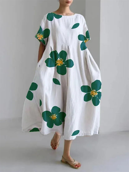 Julie -Casual locker floral Rundhalsausschnitt Kleid für Frauen im Frühjahr und Sommer